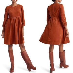 Madewell Corduroy Puff Sleeve Mini Dress